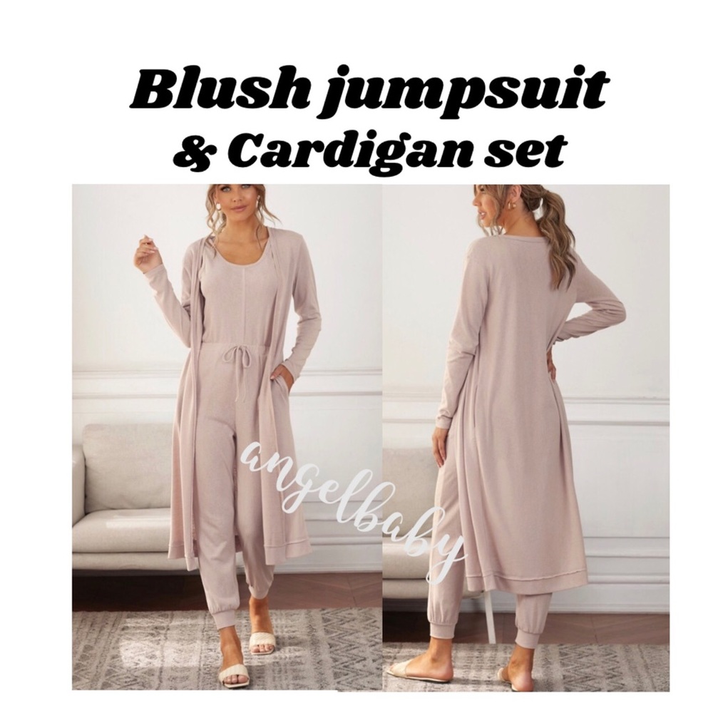 Blush Jumpsuit & Cardigan Lounge Set! - Picture 4 of 16